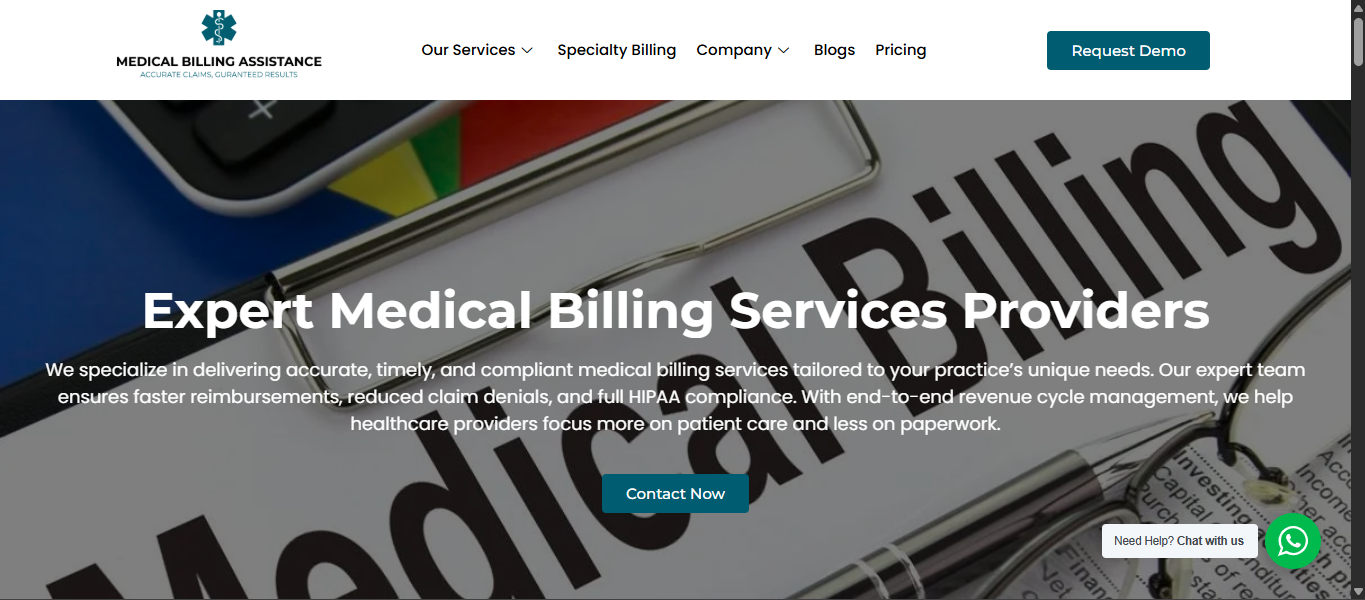 Medical Billing Assistance website design