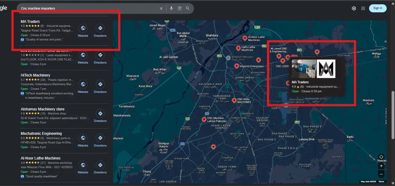 Google Maps map pack ranking improvement for a local business listing